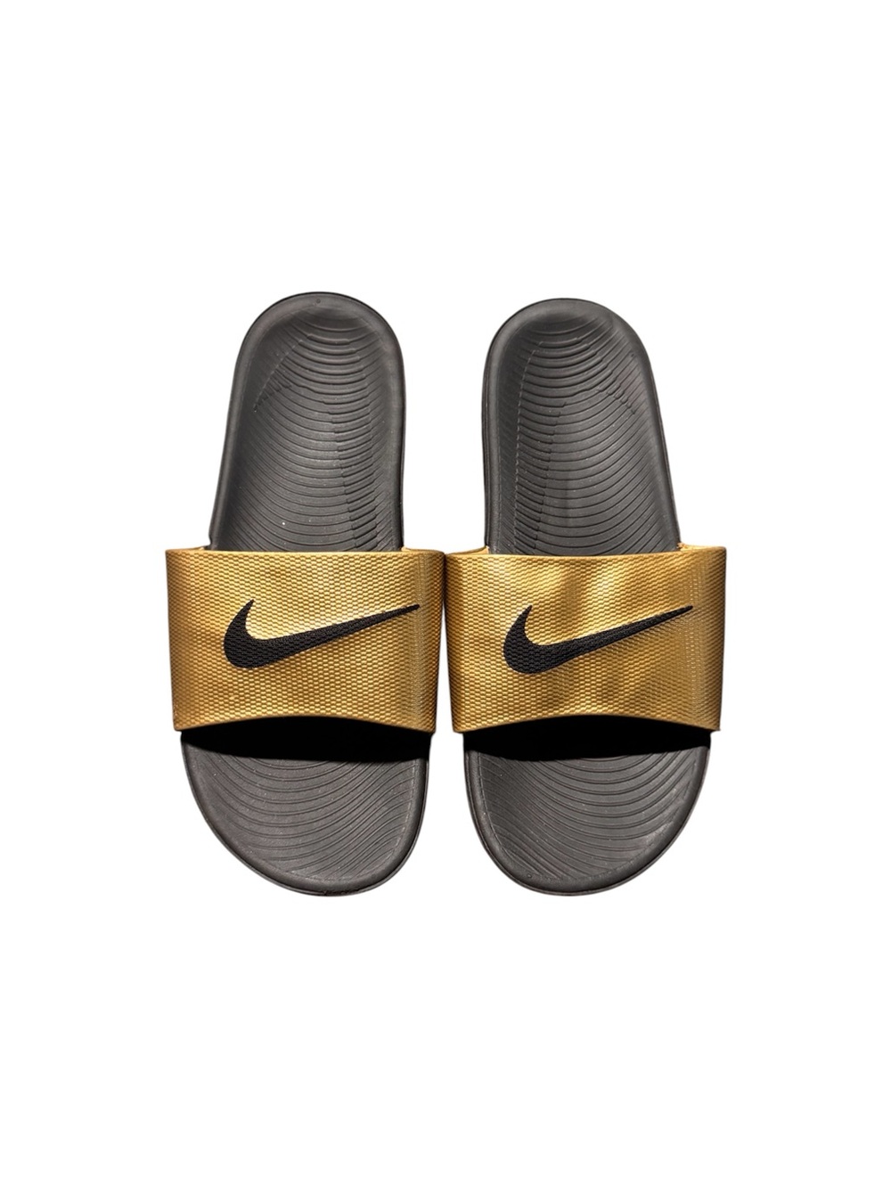 Nike Kawa Gold & Black Slide Sandals Women’s Size 8 Comfort Pool Beach Slides